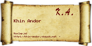 Khin Andor névjegykártya